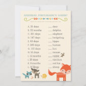 Woodland Animals Baby Shower Games - owl, fox (Back)