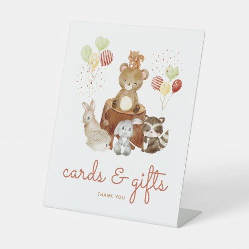 Woodland Animals Baby Shower Gifts and Cards Pedestal Sign