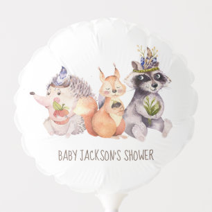 Woodland Animals Baby Shower Green Balloon
