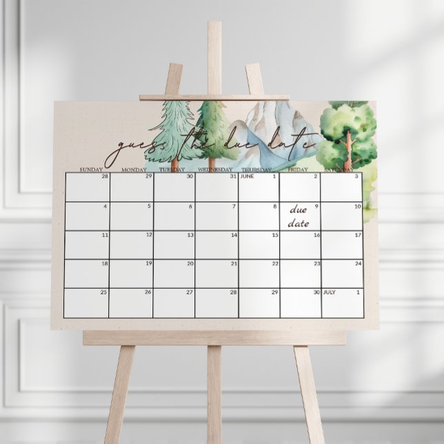 Woodland Animals Baby Shower Guess Due Date Foam Board (Creator Uploaded)