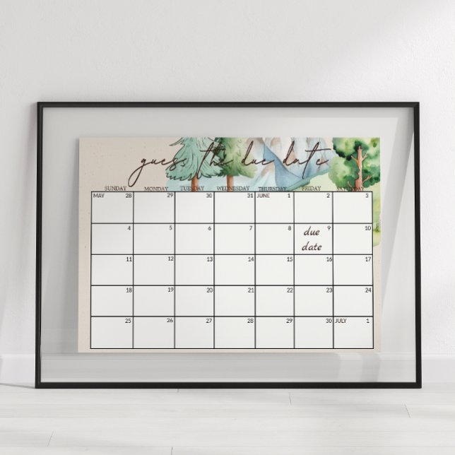 Woodland Animals Baby Shower Guess Due Date Sign (Creator Uploaded)