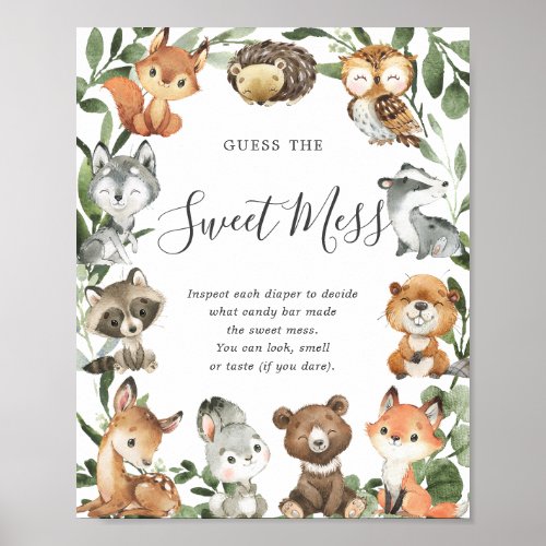 Woodland Animals Baby Shower Guess The Sweet Mess Poster