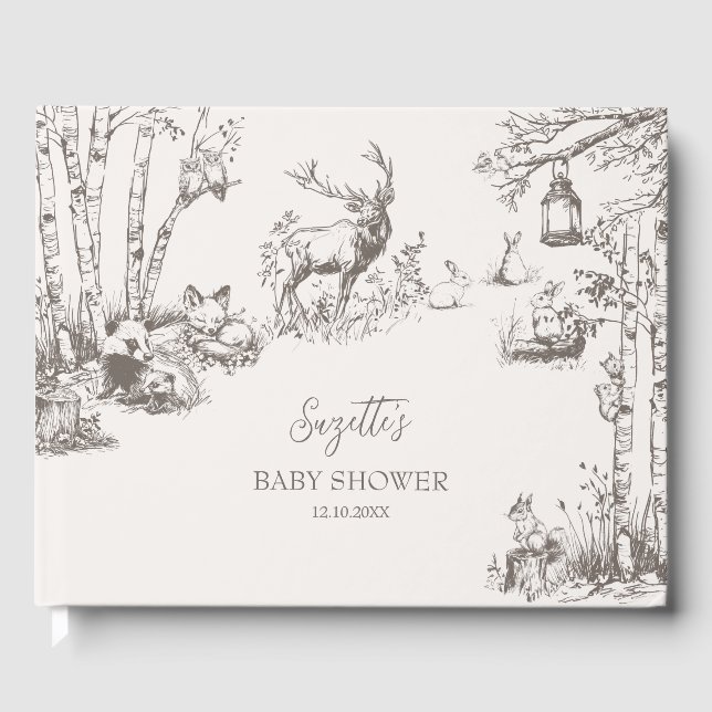 Woodland Animals Baby Shower Guest Book (Front)