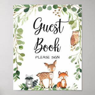 Woodland Animals Baby Shower Guest Book Sign