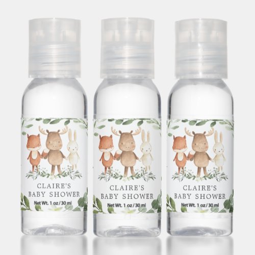 Woodland Animals Baby Shower Hand Sanitizer