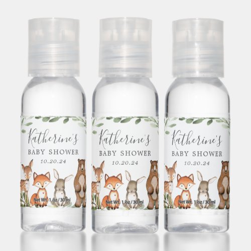 Woodland Animals Baby Shower Hand Sanitizer