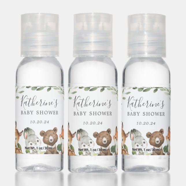 Woodland Animals Baby Shower Hand Sanitizer (Set)