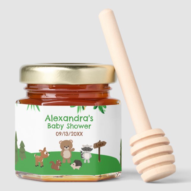 Woodland Animals Baby Shower  Honey Jar Favors (Front)