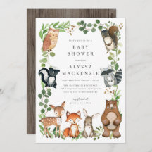 Woodland Animals Baby Shower Invitation