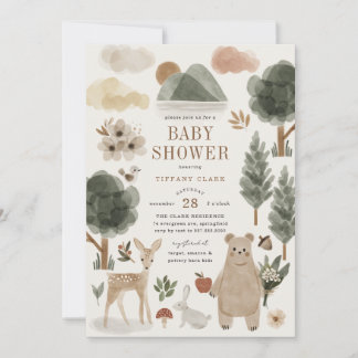 Woodland Animals Baby Shower Invitation