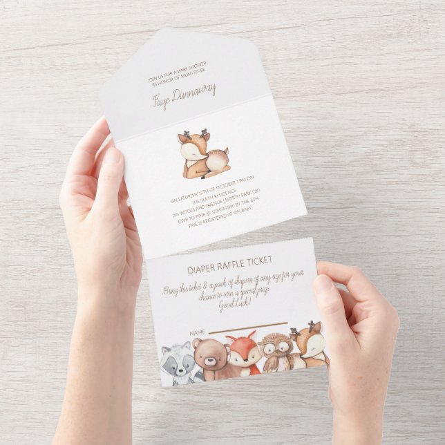Woodland Animals Baby Shower Invitation (Tearaway)