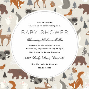 Woodland Animal Baby Shower Invitations Zazzle Woodland Animals Baby Shower Invitation