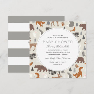Woodland Animals Baby Shower Invitation