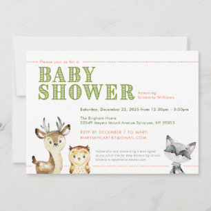 Woodland Animals Baby Shower Invitation