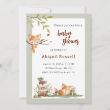 Woodland Animals Baby Shower Invitation