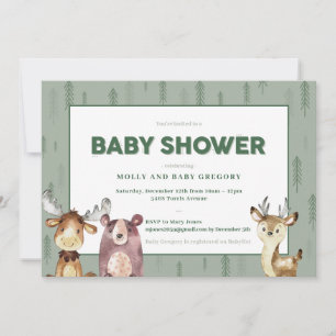 Woodland Animals Baby Shower Invitation