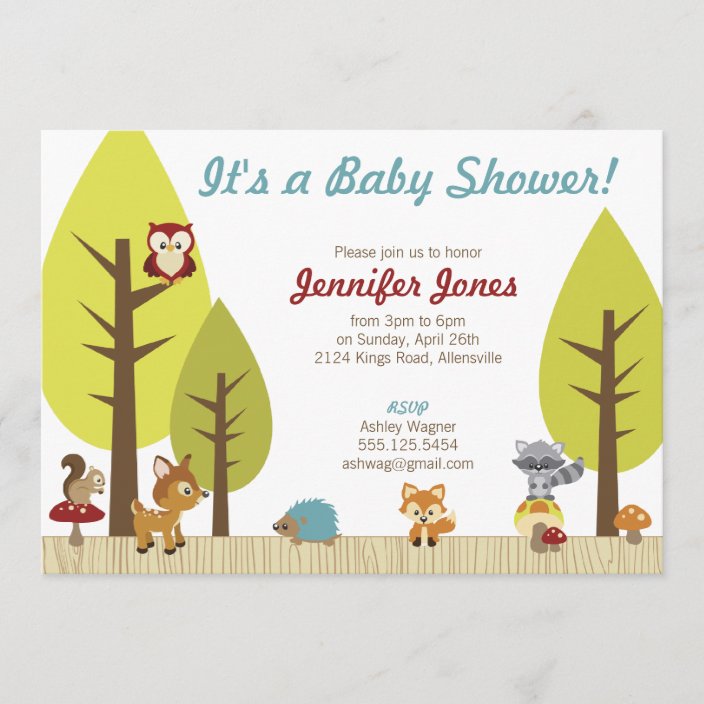 Woodland Animals Baby Shower Invitation | Zazzle.com