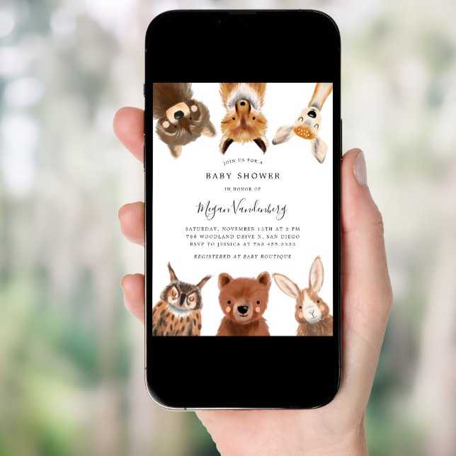 Woodland Animals Baby Shower  Invitation (Front Digital)