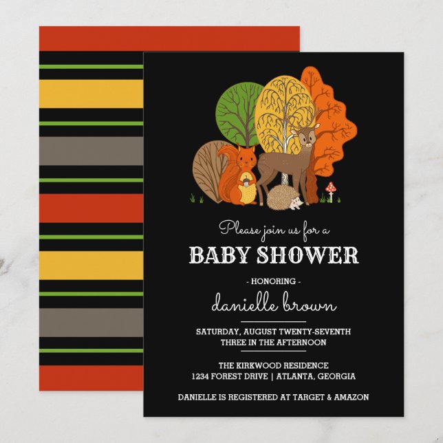 Woodland Animals Baby Shower Invitation (Front/Back)