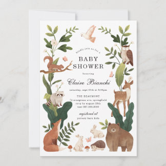 Woodland Animals Baby Shower Invitation