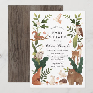 Woodland Animals Baby Shower Invitation