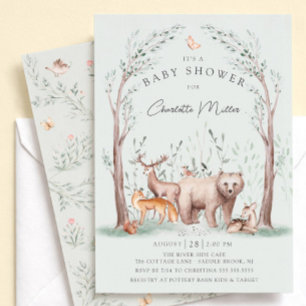 Woodland Animals Baby Shower Invitation