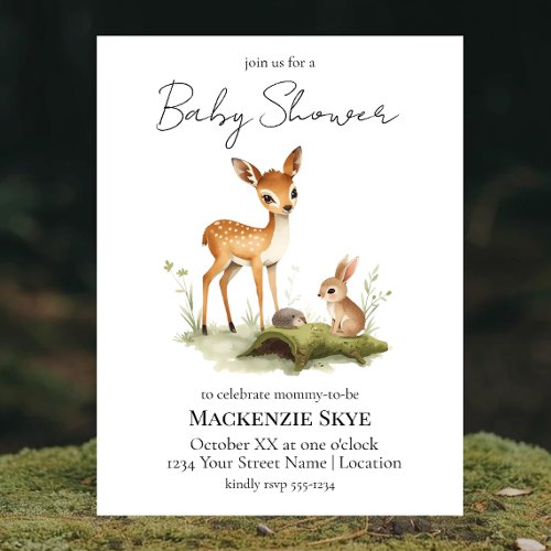 Woodland Animals Baby Shower Invitation