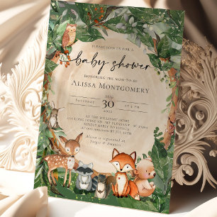 Woodland Animals Baby Shower Invitation