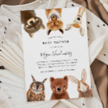 Woodland Animals Baby Shower  Invitation<br><div class="desc">Rustic and whimsical woodland theme baby shower invitation card featuring illustration of a raccoon,  fox,  deer,  owl,  bear,  and a rabbit. This design is gender neutral.</div>