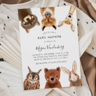 Woodland Animals Baby Shower  Invitation