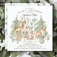 Woodland Animals Baby Shower Invitation