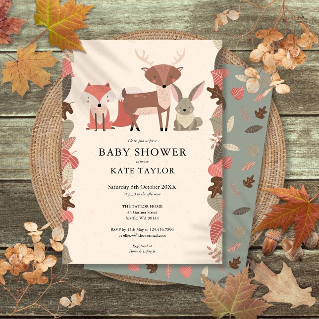 Woodland Animals Baby Shower  Invitation (Woodland Animals Baby Shower Invitation)