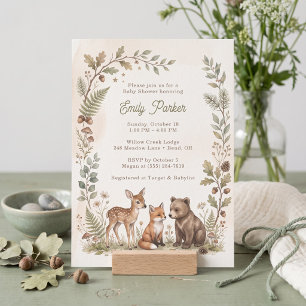 Woodland Animals Baby Shower Invitation