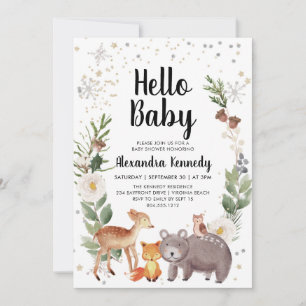 Woodland Animals Baby Shower Invitation