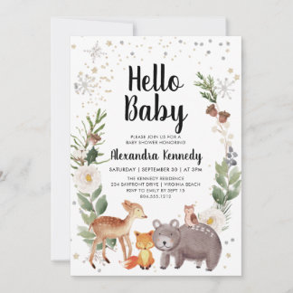 Woodland Animals Baby Shower Invitation