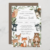 Woodland Animals Baby Shower Invitation