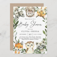 Woodland Animals Baby Shower Invitation