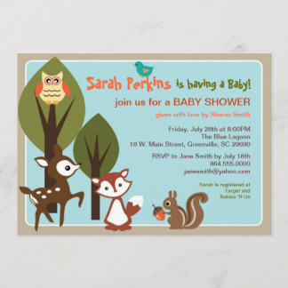 Woodland Animals Baby Shower Invitation