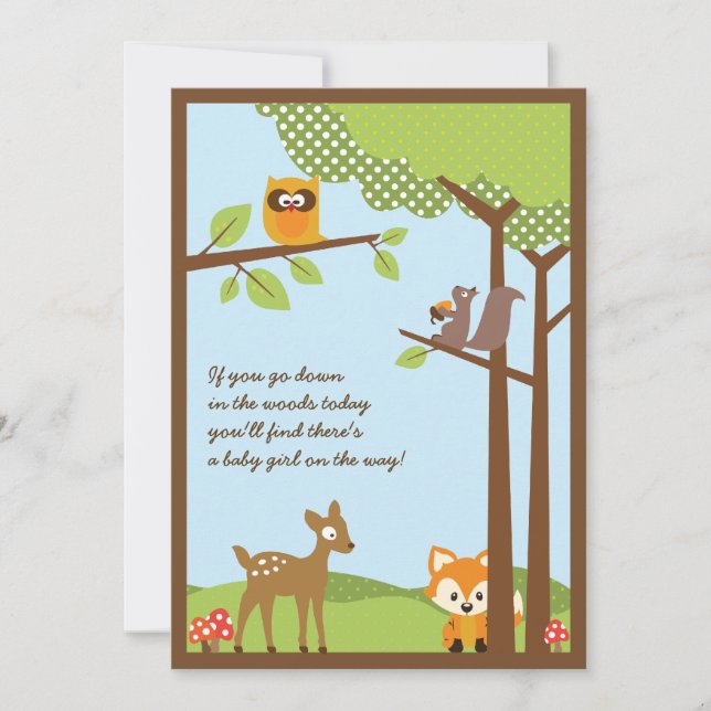 Woodland Animals Baby Shower Invitation (Front)