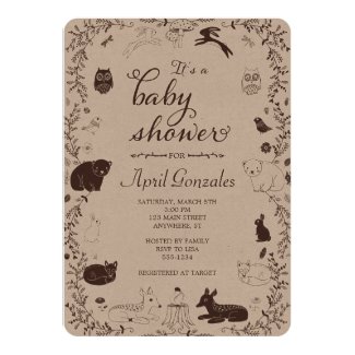 Woodland Animals Baby Shower Invitation