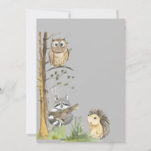 Woodland animals baby shower invitation