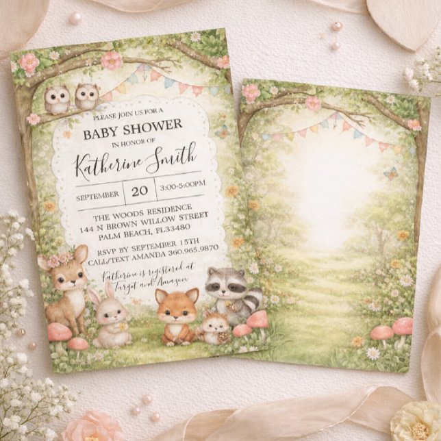 Woodland Animals Baby Shower Invitation Background (Creator Uploaded)