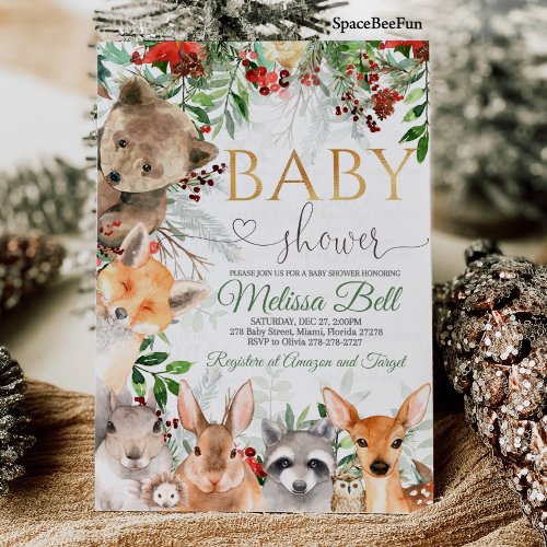 Woodland Animals Baby Shower Invitation Forest