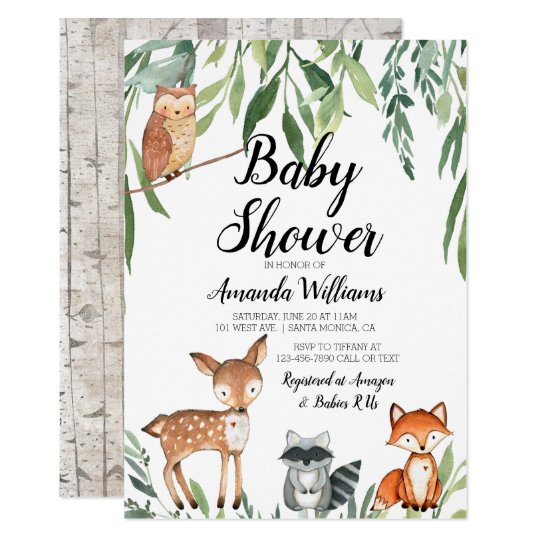 Woodland Animals Baby Shower Invitation Greenery | Zazzle.com