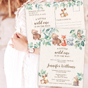 Woodland animals baby shower invitation Postcard