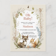 Woodland Animals Baby Shower Invite Girl