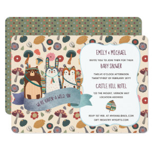 Woodland Animals Baby Shower Invites Cute Modern
