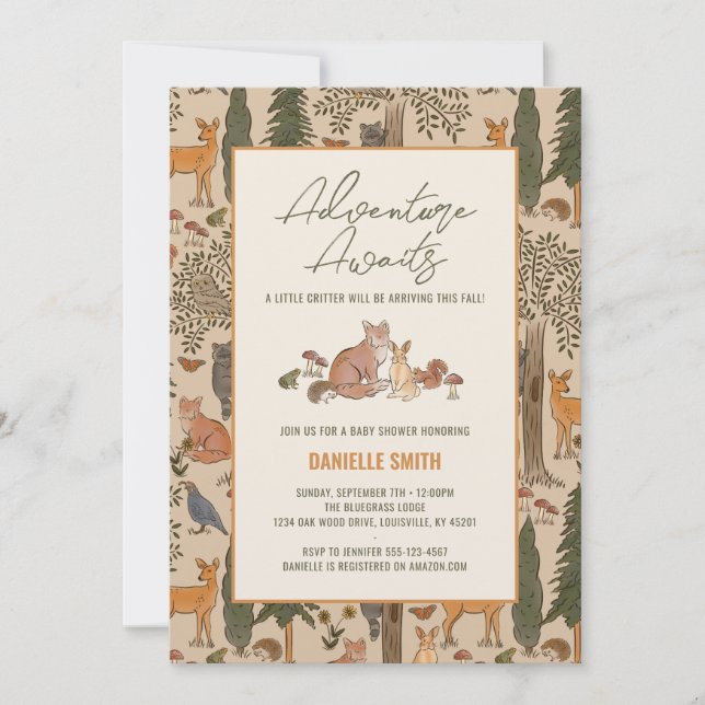 Woodland Animals Baby Shower Invites for Boy (Front)