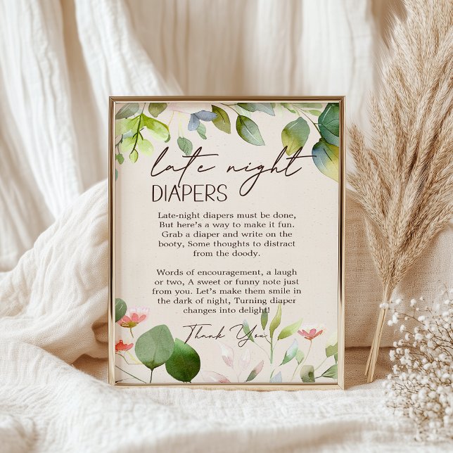 Woodland Animals Baby Shower Late Night Diaper Poster (Creator Uploaded)