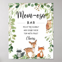 Woodland Animals Baby Shower Mom-osa Bar Sign